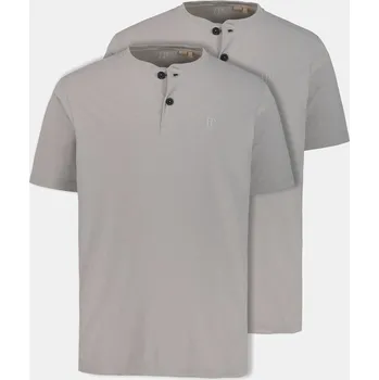 Pánské tričko JP1880, Plus size Henley tričko, kolekce Basic, 2-balení, kulatý výstřih, knoflíková léga, do 8XL pro plnoštíhlé nadměrná velikost, 708420123-1456, šedý, 7XL, Plus size oblečení, Oblečení pro vysoké muže, Nadměrné velikosti, Oblečení pro plnoštíhlé.