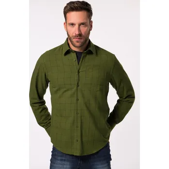 Pánská košile JP1880, Plus size Kostkovaná flanelová košile JP1880, dlouhé rukávy, Kent límeček, Modern střih, do 8XL pro plnoštíhlé nadměrná velikost, 830895441-1907, zelený, 8XL, Plus size oblečení, Oblečení pro vysoké muže, Nadměrné velikosti, Oblečení pro plnoštíhl