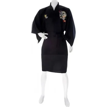 Pánský župan Japonské pánské kimono Black Dragon vyšívané krátké