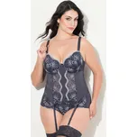 Ulla Popken, Plus size Korzetová podprsenka, měkké košíčky, kostice, výšivka, košíčky B-F pro plnoštíhlé nadměrná velikost, 834419117-1085, šedý, 110C, Nadměrné velikosti, Plus size oblečení, Oblečení pro boubelky, Oblečení pro baculky, Oblečení pro plnoš