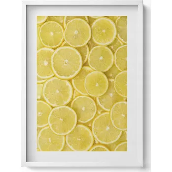 Obraz Dekorativní obraz v bílém rámu na zeď do obýváku Ovoce citrony 50x70 cm