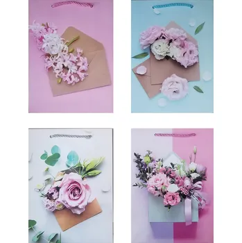 Dárková taška Dárková taška - Posíláme kytky 32 x 26 x10 cm, dekory mix