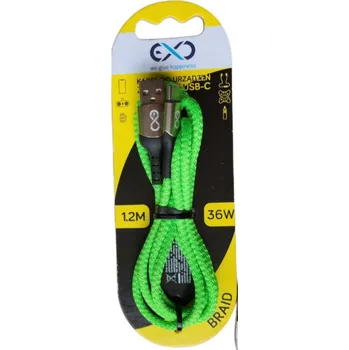 USB kabel – USB-C, 1.2M, 3A, rychlé nabíjení - světle zelená