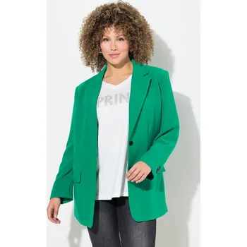 Dámské sako Ulla Popken, Plus size Blejzr, oversize, klopový límec, zapínání na knoflíky pro plnoštíhlé nadměrná velikost, 826487459-1129, zelený, 46/48, Nadměrné velikosti, Plus size oblečení, Oblečení pro boubelky, Oblečení pro baculky, Oblečení pro plnoštíhlé, Obl