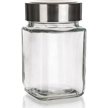 Dóza na potraviny Dóza AKCENT čtvercová 0,3l skl.+nerez víčko