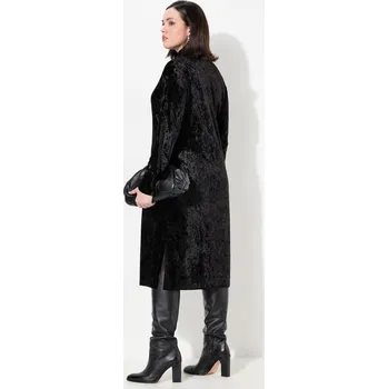 Dámské šaty Ulla Popken, Plus size Sametové maxi šaty, Slim, stojáček, dlouhé rukávy pro plnoštíhlé nadměrná velikost, 834234100-1128, černý, 42/44, Nadměrné velikosti, Plus size oblečení, Oblečení pro boubelky, Oblečení pro baculky, Oblečení pro plnoštíhlé, Oblečení