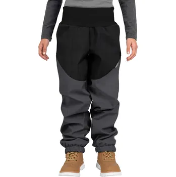 Dětské softshellové kalhoty s beránkem Light, Šedá Žíhaná, Černá Žíhaná Velikost: 104/110