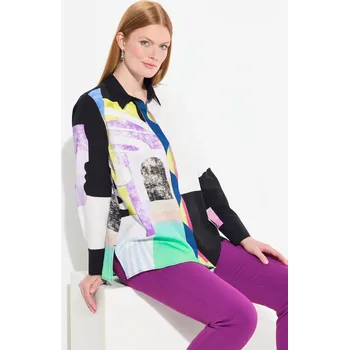 Dámská halenka Ulla Popken, Plus size Lyocellová halenka, pačvork design, límeček, dlouhé rukávy pro plnoštíhlé nadměrná velikost, 834184200-1131, bílý, 54/56, Nadměrné velikosti, Plus size oblečení, Oblečení pro boubelky, Oblečení pro baculky, Oblečení pro plnoštíhlé, 