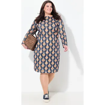 Dámské šaty Ulla Popken, Plus size Teplákové šaty, lodičkový výstřih, dlouhé rukávy, biobavlna pro plnoštíhlé nadměrná velikost, 834664100-1128, černý, 42/44, Nadměrné velikosti, Plus size oblečení, Oblečení pro boubelky, Oblečení pro baculky, Oblečení pro plnoštíhlé