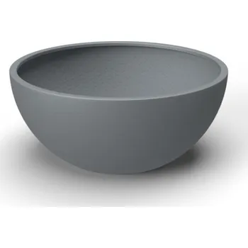 Květináč Květináč BOWL LOW L, sklolaminát, výška 26,5 cm, šedá