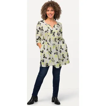 Dámská tunika Ulla Popken, Plus size Dlouhá tunika, vázací stuha, tunikový výstřih, dlouhé rukávy pro plnoštíhlé nadměrná velikost, 825972200-1130, bílý, 50/52, Nadměrné velikosti, Plus size oblečení, Oblečení pro boubelky, Oblečení pro baculky, Oblečení pro plnoštíhlé