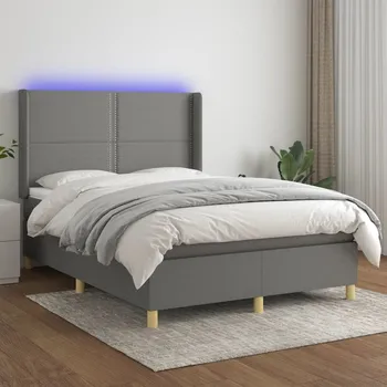 Postel vidaXL Box spring postel s matrací a LED 140x200 cm textil [3138801] Barva: Tmavě šedá