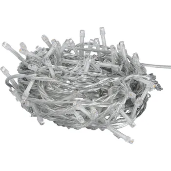 Dekorativní svítidlo TESLA lighting Tesla - dekorativní řetěz, AMBER, 100LED, 10m + 5m kabel, 230V, 8 funkcí, IP44, transparentní