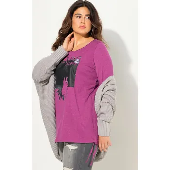 Dámské tričko Ulla Popken, Plus size Tričko, řasící stuha, Classic, kulatý výstřih, dlouhé rukávy pro plnoštíhlé nadměrná velikost, 830903827-1128, nachový, 42/44, Nadměrné velikosti, Plus size oblečení, Oblečení pro boubelky, Oblečení pro baculky, Oblečení pro plnoští
