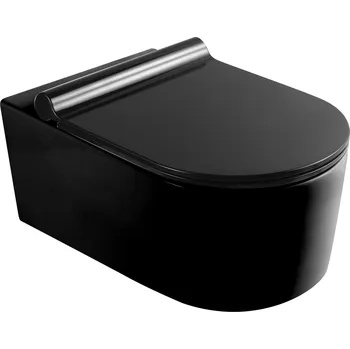 Klozet BESTECO FLOS, závěsná WC mísa, černá mat, vč. Slim Soft Close sedátka