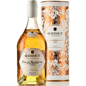 Brandy Godet SINGLE-GRAPE RARE Folle Blanche Cognac 40% 0,7 l (tuba)