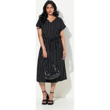 Dámské šaty Ulla Popken, Plus size Žerzejové mini šaty, struktura, výstřih do V, bez rukávů pro plnoštíhlé nadměrná velikost, 827677100-1131, černý, 54/56, Nadměrné velikosti, Plus size oblečení, Oblečení pro boubelky, Oblečení pro baculky, Oblečení pro plnoštíhlé, O