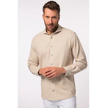 Pánská košile JP1880, Plus size Flanelová košile JP1880, dlouhé rukávy, žraločí límeček, Comfort střih, do 8XL pro plnoštíhlé nadměrná velikost, 829415375-1907, béžový, 8XL, Plus size oblečení, Oblečení pro vysoké muže, Nadměrné velikosti, Oblečení pro plnoštíhlé.