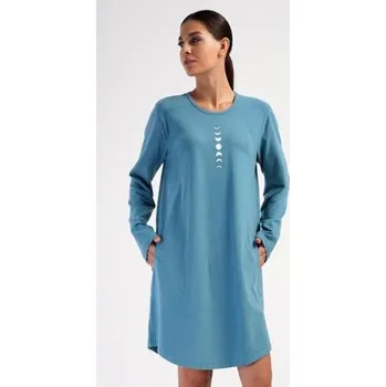 Dámské šaty Dámské domácí šaty s dlouhým rukávem Vienetta Secret Alžběta petrolejová 1XL