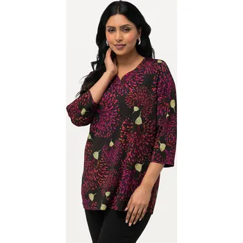 Dámské tričko Ulla Popken, Plus size Slinky tričko, Classic, výstřih do V, 3/4 rukávy pro plnoštíhlé nadměrná velikost, 829705100-1129, černý, 46/48, Nadměrné velikosti, Plus size oblečení, Oblečení pro boubelky, Oblečení pro baculky, Oblečení pro plnoštíhlé, Oblečení 