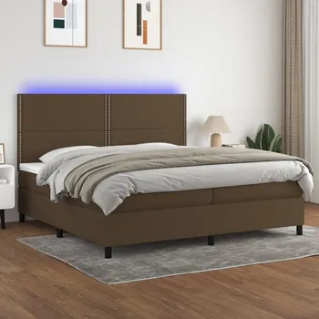 Postel vidaXL Box spring postel s matrací a LED 200x200 cm textil [3134827] Barva: tmavě hnědá