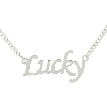 Růženec Woodrow Přívěsek s nápisem Lucky - nerez ocel 2670