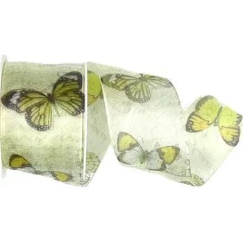 Stuha Stuha organzová WHISPER FLIGHT GREEN 40mm x 2m (14,- Kč/m) (Stuha organzová, oboustranná, s vlascem v lemu)