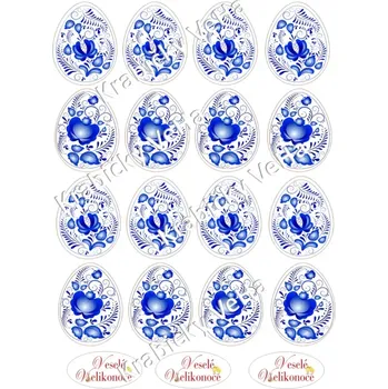 Jedlá dekorace na dort Fondánový list A4 motiv "Velikonoční vejce " 5 cm