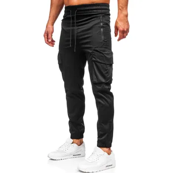 Pánské kalhoty Černé pánské jogger teplákové kapsáčé Bolf HSS299 - M