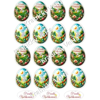 Jedlá dekorace na dort Fondánový list A4 motiv "Velikonoční vejce " 5 cm
