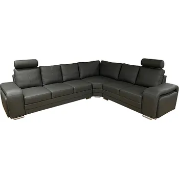 Sedací souprava ENRICO ( ENZO ) 3N-ROH-2 - sedací souprava (včetně dvou taburetů, 2x záhlavník=celkem 4 balíky) - kůže Madras-S Antrazyt -GRAFITOVÁ, kolekce "B" (K250)AKČNÍ KŮŽE