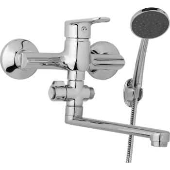 Vodovodní baterie JB Sanitary Nástěnná umyvadlová a sprchová baterie FINERY, rozteč 150 mm, otočný přepínač, s příslušenstvím, ramínko 200 mm F10 37 01