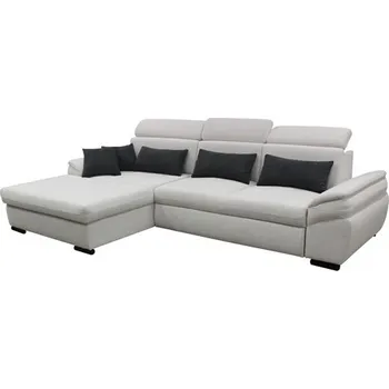 Sedací souprava PLAZA Levá -(Perfekt) sedací souprava látka BÍLÁ POPELAVÁ CURIO 02/ polštářky CURIO 97 šedá (FI) kolekce - "F"(K250) NOVÁ LÁTKA