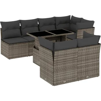 Petrashop 8dílná zahradní sedací souprava s poduškami šedá polyratan Šedá3266410