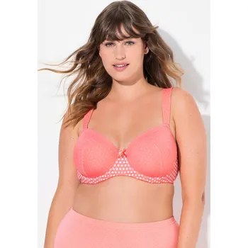 Podprsenka Ulla Popken, Plus size Podprsenka s kosticemi, měkké košíčky, puntíky, B-F pro plnoštíhlé nadměrná velikost, 834289501-1116, růžový, 115F, Nadměrné velikosti, Plus size oblečení, Oblečení pro boubelky, Oblečení pro baculky, Oblečení pro plnoštíhlé, Obleče