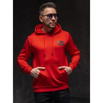 Pánská mikina Červená pánská mikina s kapucí a potiskem Bolf HY971A1 - 2XL