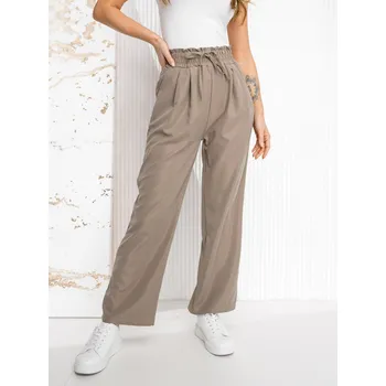 Dámské kalhoty Béžové dámské šíroké textilní kalhoty Bolf W7865 - M