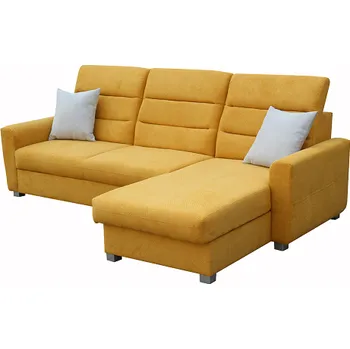 Sedací souprava AGATA NEW - UNI - sedací souprava látka hořčicová Brooklyn mustaza/ polštáře sv.šedá ligh FOG kolekce "FE" (FE) (K250)