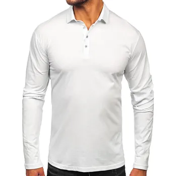 Pánská košile Bílá pánská bavlněná polokošile s dlouhým rukávem Bolf 5119 - M