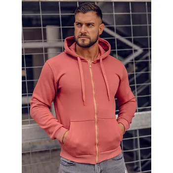 Pánská mikina Lososová pánská silná mikina na zip s kapucí Bolf 2008A - M