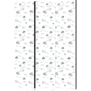 Paraván Paraván - akvarel - letecká show na jasné obloze s jemnými mraky Velikost: 135x172 cm, Provedení: Jednostranný