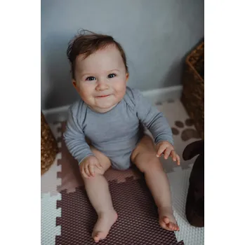 Kojenecký body Dětské body z merino vlny, bavlny a hedvábí Cosilana s dlouhým rukávem šedý melír Velikost: 50/56