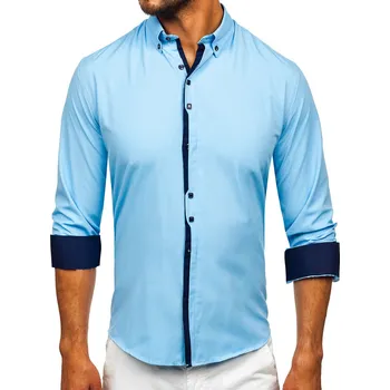 Pánská košile Blankytná pánská elegantní košile s dlouhým rukávem Bolf 24701 - 2XL