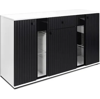 Komoda SORENTA NEW LAMELY - komoda lamino Bílá/ černá (SALSA BL/WH20=2balíky) "LP" (K150-Z)