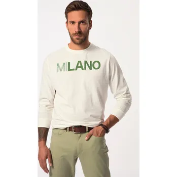 Pánské tričko JP1880, Plus size Tričko s dlouhými rukávy, kulatý výstřih, potisk na hrudi, do 8XL pro plnoštíhlé nadměrná velikost, 825317200-1456, bílý, 7XL, Plus size oblečení, Oblečení pro vysoké muže, Nadměrné velikosti, Oblečení pro plnoštíhlé.