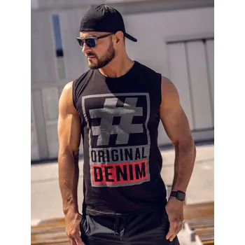 Oblečení a móda Černo-grafitové pánské tílko s potiskem tank top Bolf 19802A - 2XL