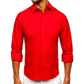 Pánská košile Červená pánská elegantní košile s dlouhým rukávem Bolf 24740 - L