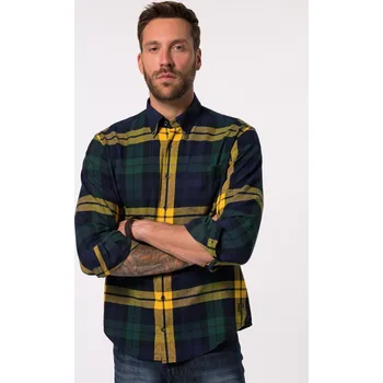 Pánská košile JP1880, Plus size Kostkovaná flanelová košile JP1880, dlouhé rukávy, límeček s knoflíky, Modern střih, do 8XL pro plnoštíhlé nadměrná velikost, 830838450-1454, tyrkysový, 5XL, Plus size oblečení, Oblečení pro vysoké muže, Nadměrné velikosti, Oblečení pro 