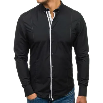 Pánská košile Černá pánská elegantní košile s dlouhým rukávem Bolf 7722 - M