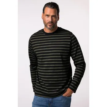 JP-Aware, Plus size JP AWARE tričko s dlouhými rukávy, pruhy, GOTS certifikovaná biobavlna, do 8XL pro plnoštíhlé nadměrná velikost, 830827100-1456, černý, 7XL, Plus size oblečení, Oblečení pro vysoké muže, Nadměrné velikosti, Oblečení pro plnoštíhlé.